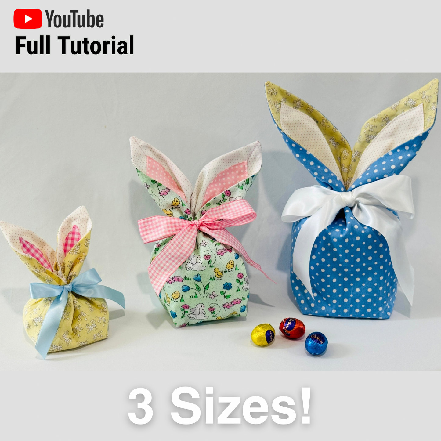 Bunny Ears Treats Bag - Lined in 3 Sizes! Sewing Pattern : Digital Download