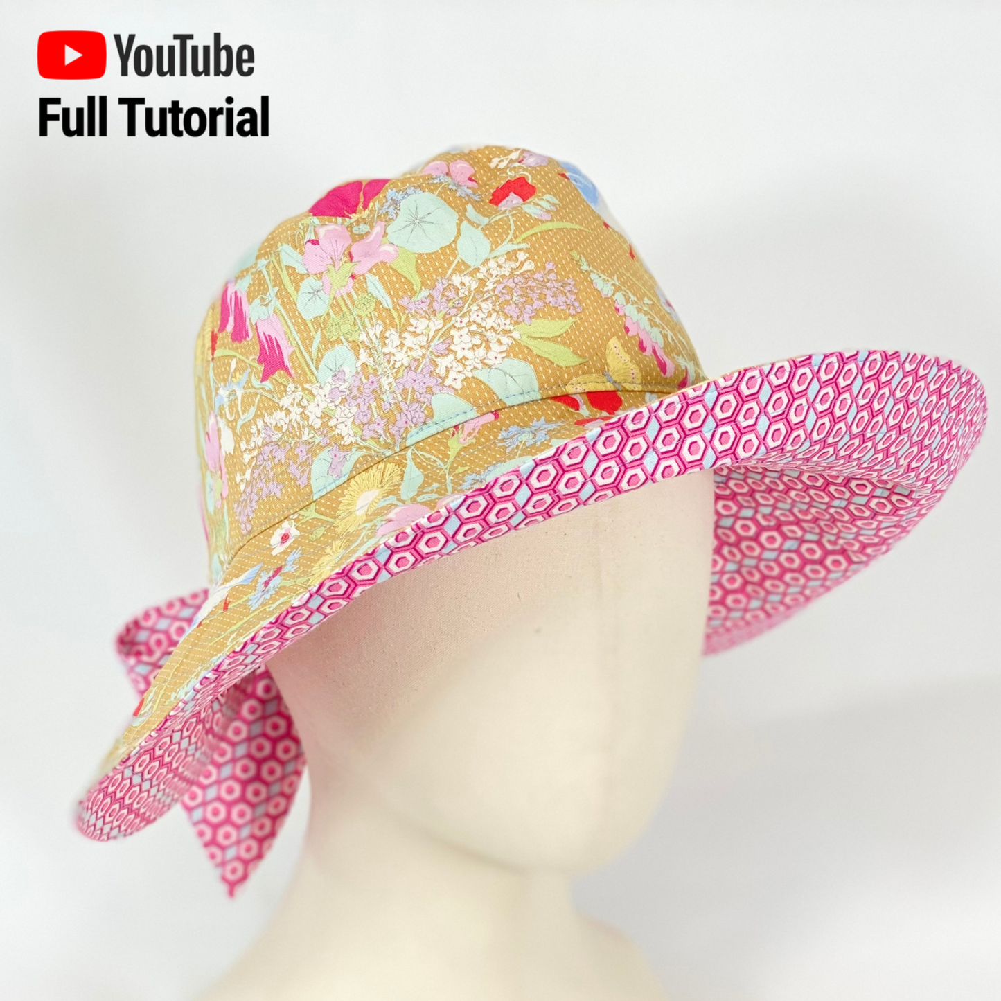 Reversible Back Bow Sunhat Sewing Pattern : Digital Download (No Written Instructions)