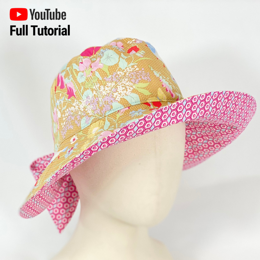 Reversible Back Bow Sunhat Sewing Pattern : Digital Download (No Written Instructions)
