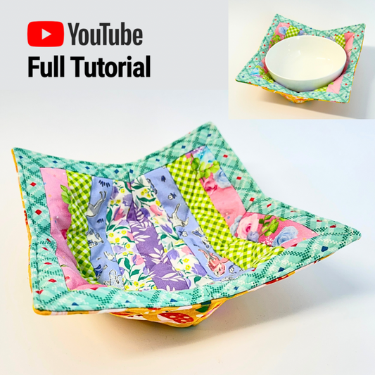 Scrappy Strip-Framed Bowl Cozy PDF Sewing Pattern | Digital Download