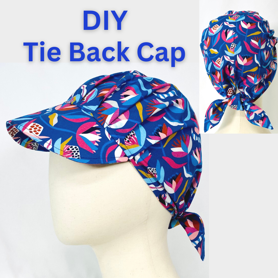 Pleated Tie Back Cap with Brim PDF Sewing Pattern : Digital Download