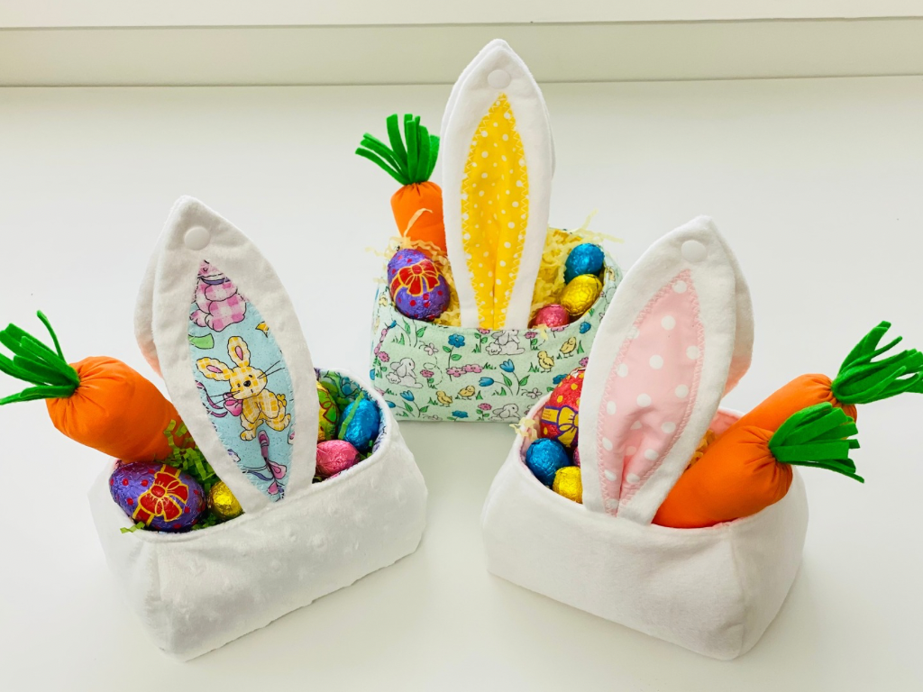 Easter Bunny Ears Basket Sewing Pattern : Digital Download