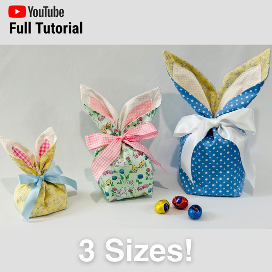 Bunny Ears Treats Bag - Lined in 3 Sizes!  Sewing Pattern : Digital Download