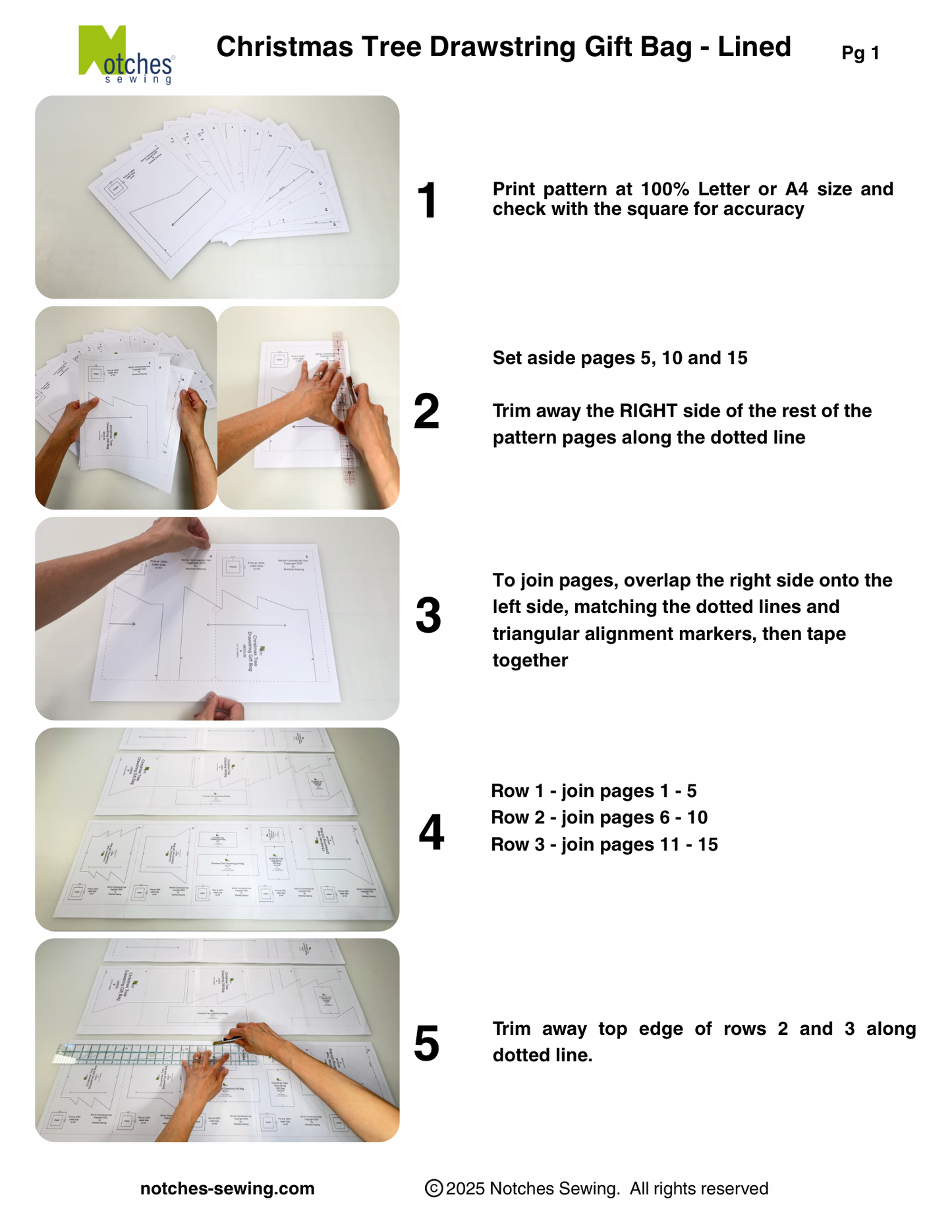 Christmas Tree Drawstring Gift Bag - 3 Sizes PDF Sewing Pattern | Digital Download