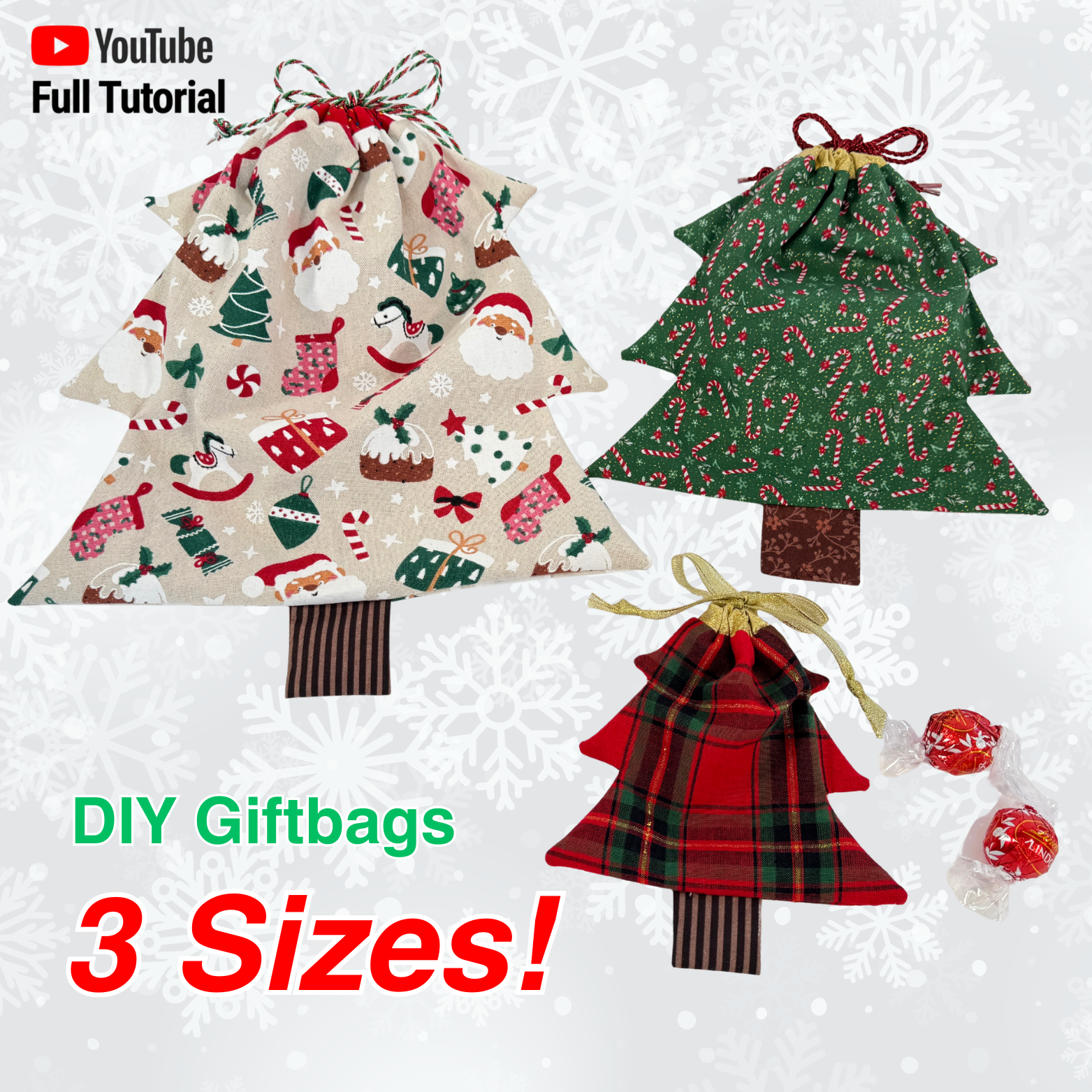 Christmas Tree Drawstring Gift Bag - 3 Sizes PDF Sewing Pattern | Digi ...