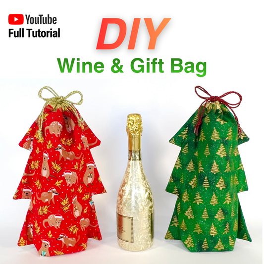 Christmas Tree Drawstring WINE and GIFT Bag PDF Sewing Pattern | Digital Download