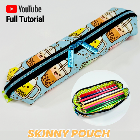 Skinny Lined Zipper Pouch / Pencil Case Sewing Pattern : Digital Download(No Written Instructions)