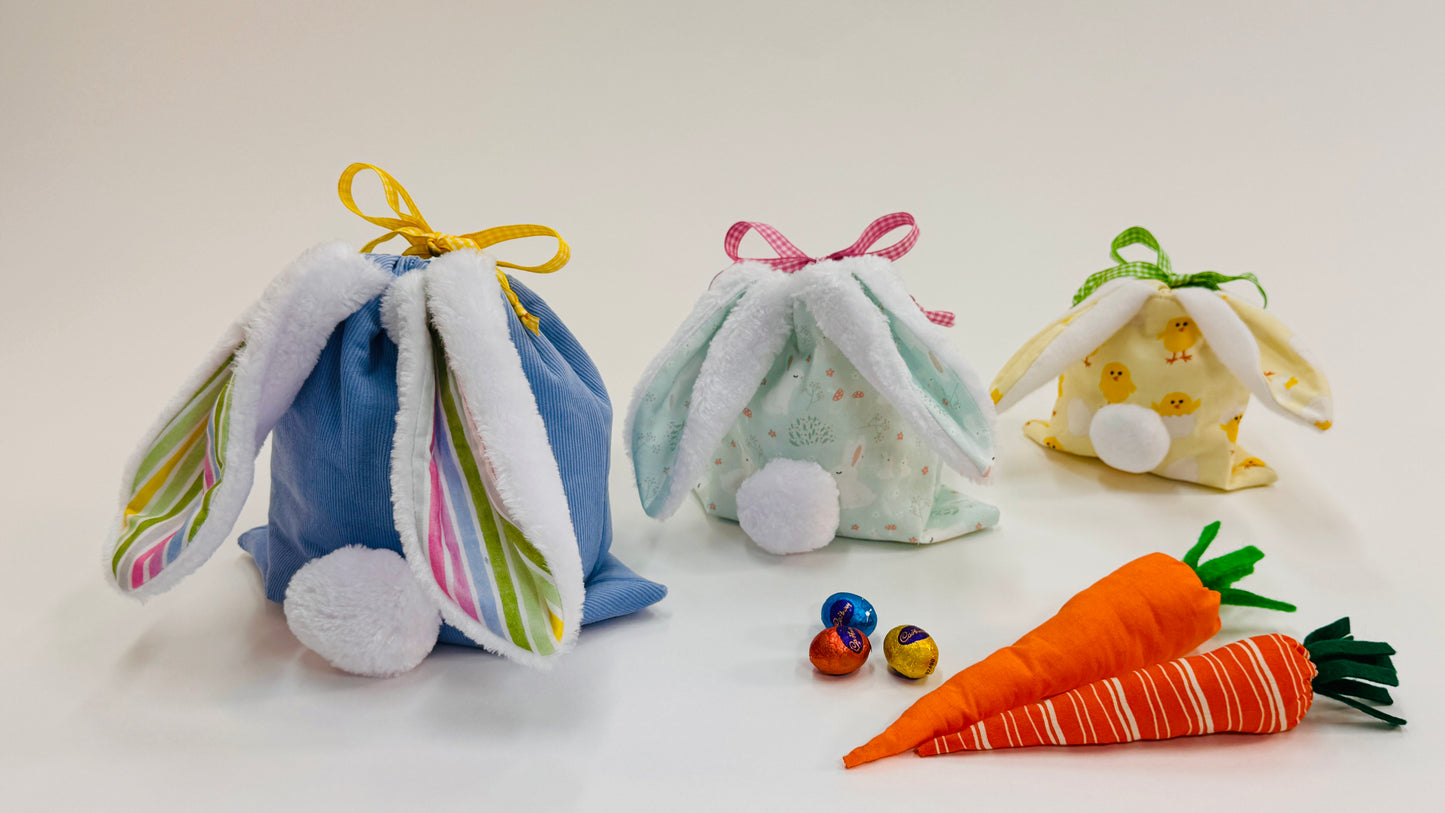 Bunny Ears and Tail Drawstring Bag - 3 Sizes PDF Sewing Pattern | Digital Download