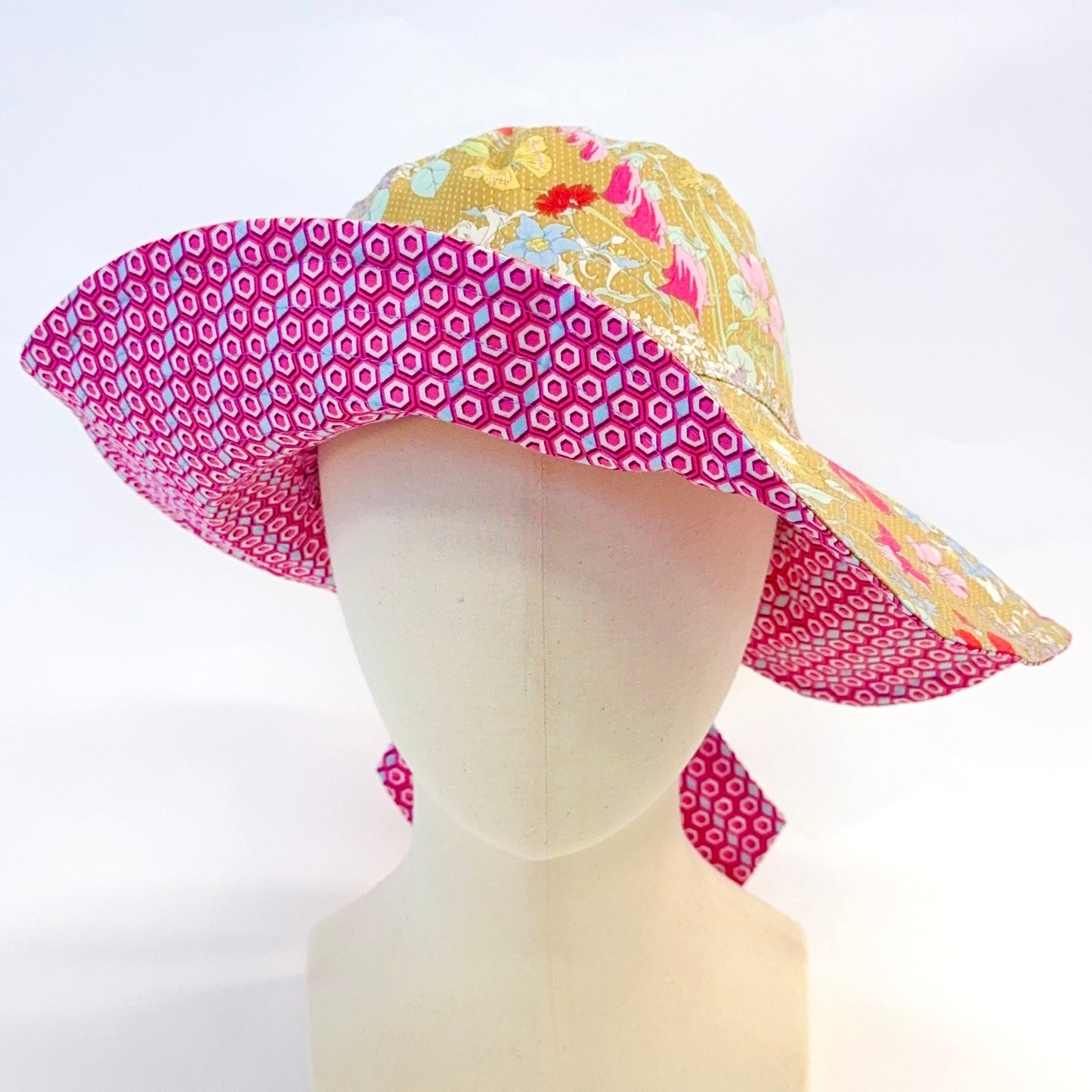 Reversible Back Bow Sun Hat Sewing Pattern PDF | Adjustable Ponytail Sunhat | 3 Sizes