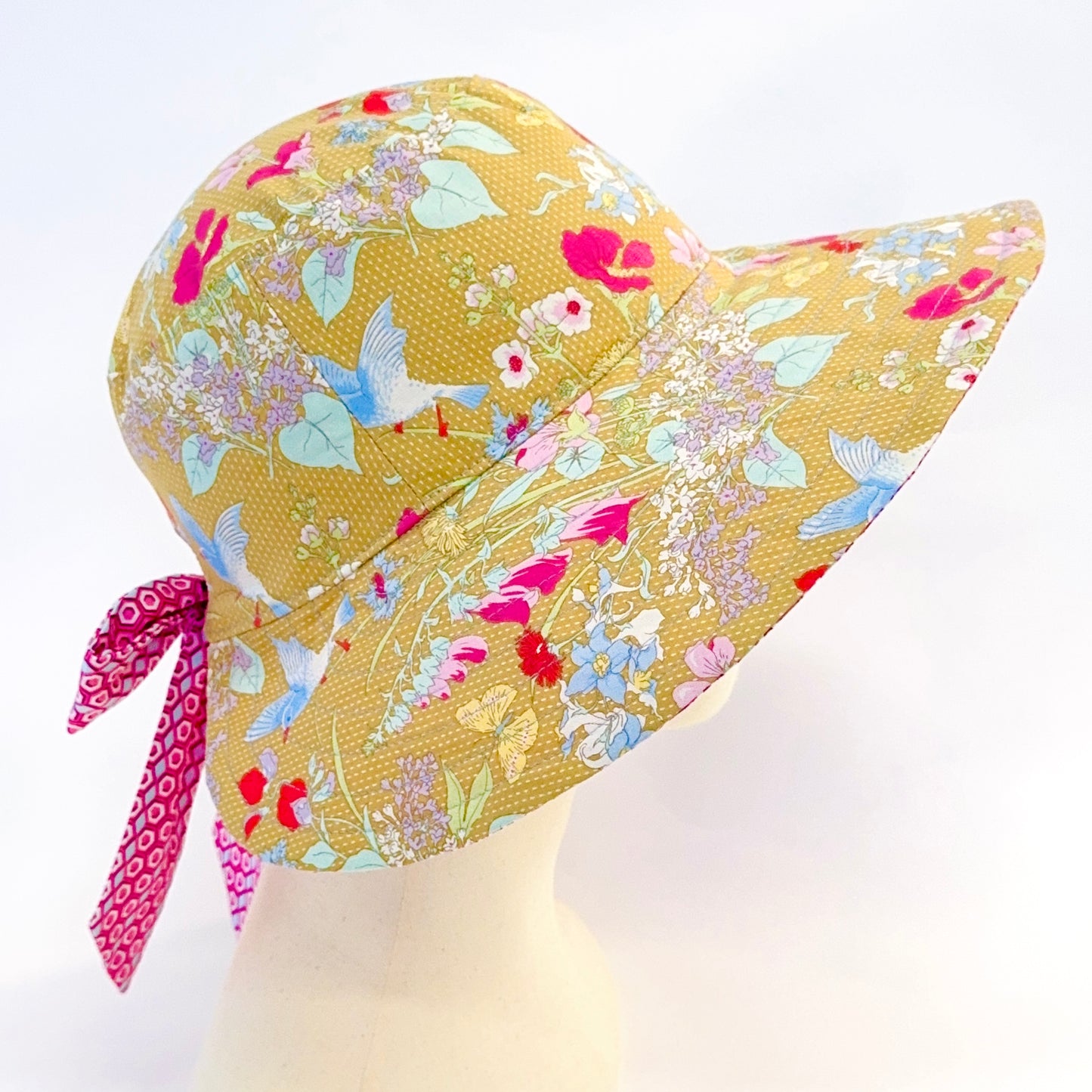 Reversible Back Bow Sun Hat Sewing Pattern PDF | Adjustable Ponytail Sunhat | 3 Sizes