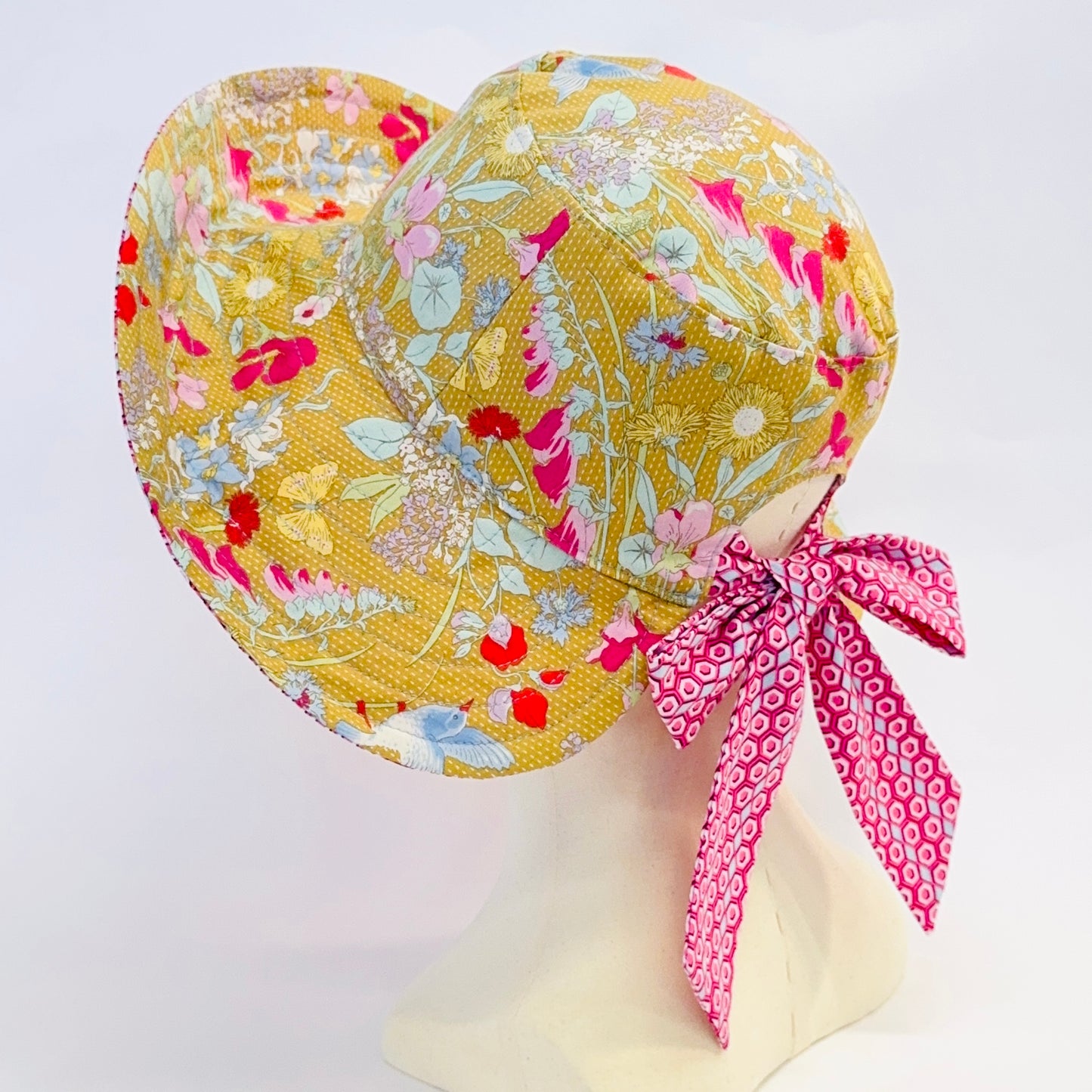 Reversible Back Bow Sun Hat Sewing Pattern PDF | Adjustable Ponytail Sunhat | 3 Sizes