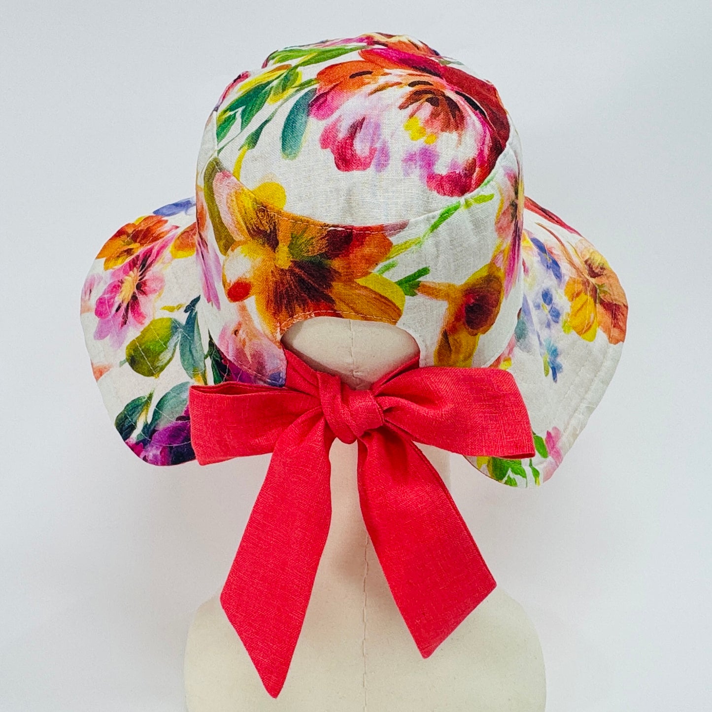 Reversible Back Bow Sun Hat Sewing Pattern PDF | Adjustable Ponytail Sunhat | 3 Sizes