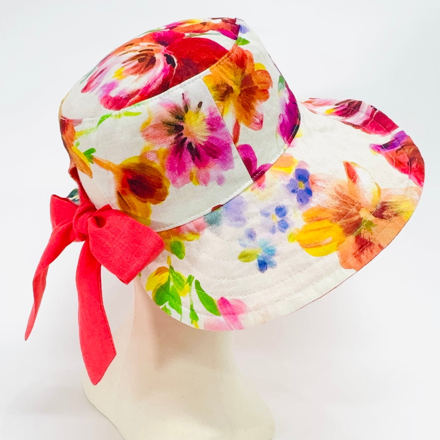 Reversible Back Bow Sun Hat Sewing Pattern PDF | Adjustable Ponytail Sunhat | 3 Sizes