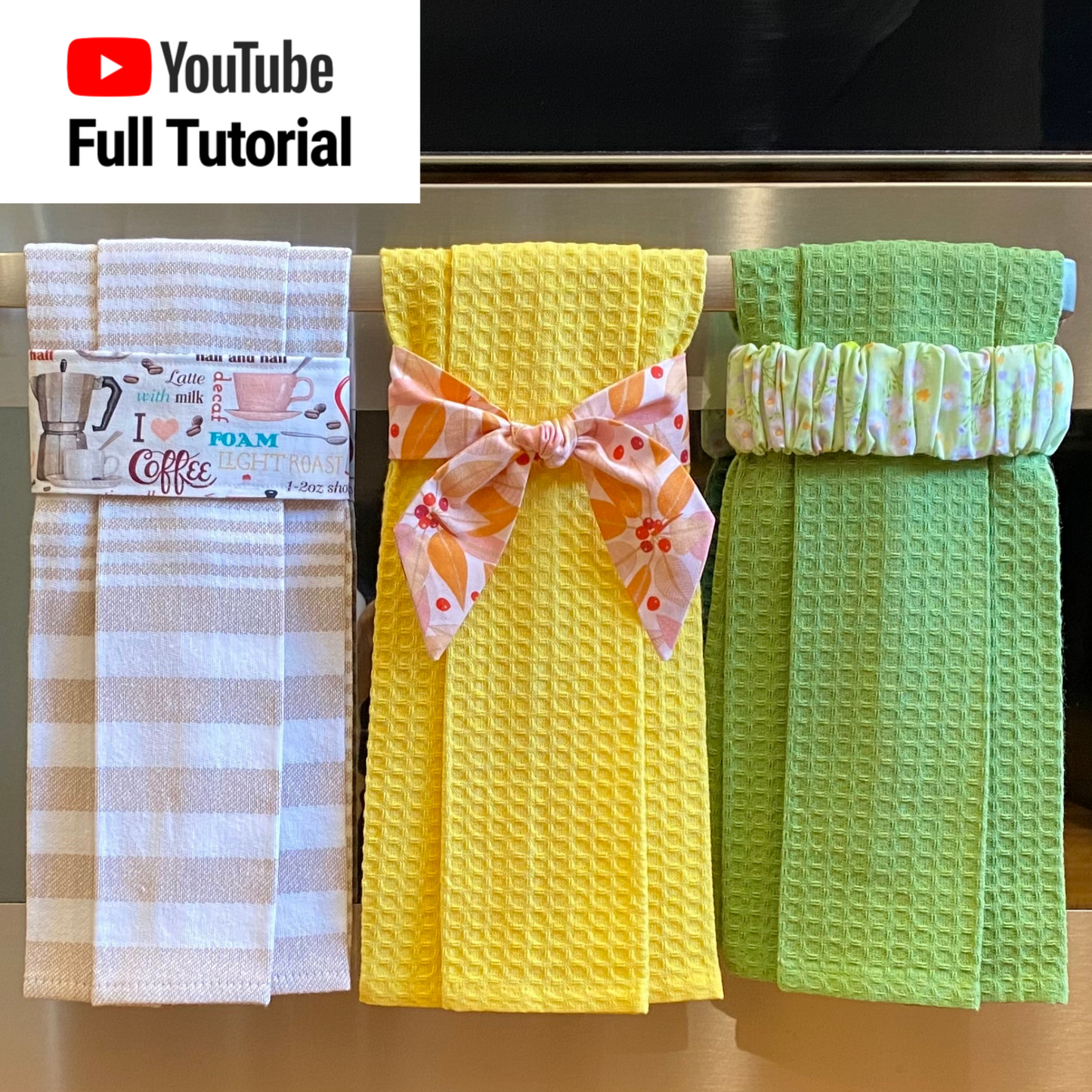 Hanging Tea Towel Strap Designs  x 3  Sewing Pattern : Digital Download (No Written Instructions)