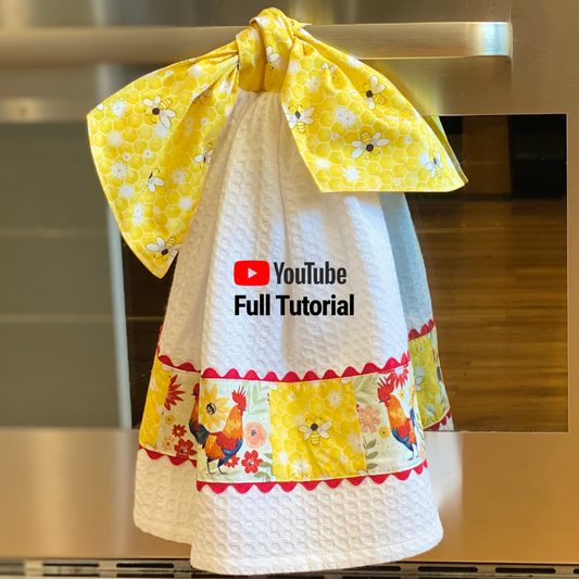Pretty Hanging Tea Towel with Ties Sewing Pattern : Digital Download