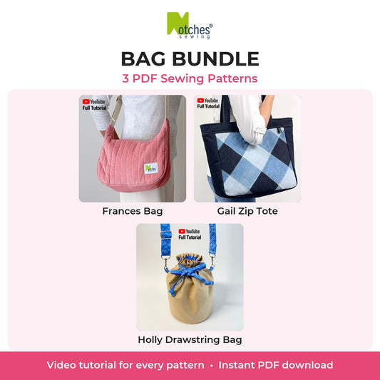 Bag Bundle: 3 PDF sewing patterns by Notches Sewing