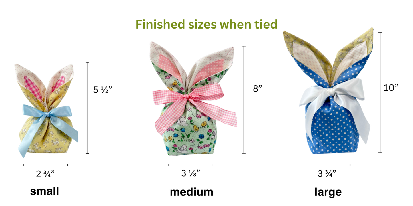 Bunny Ears Treats Bag - Lined in 3 Sizes!  Sewing Pattern : Digital Download