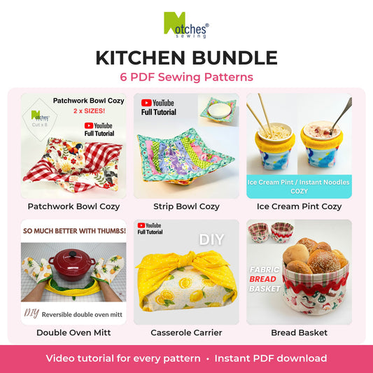 Kitchen Bundle: 6 PDF sewing patterns by Notches Sewing