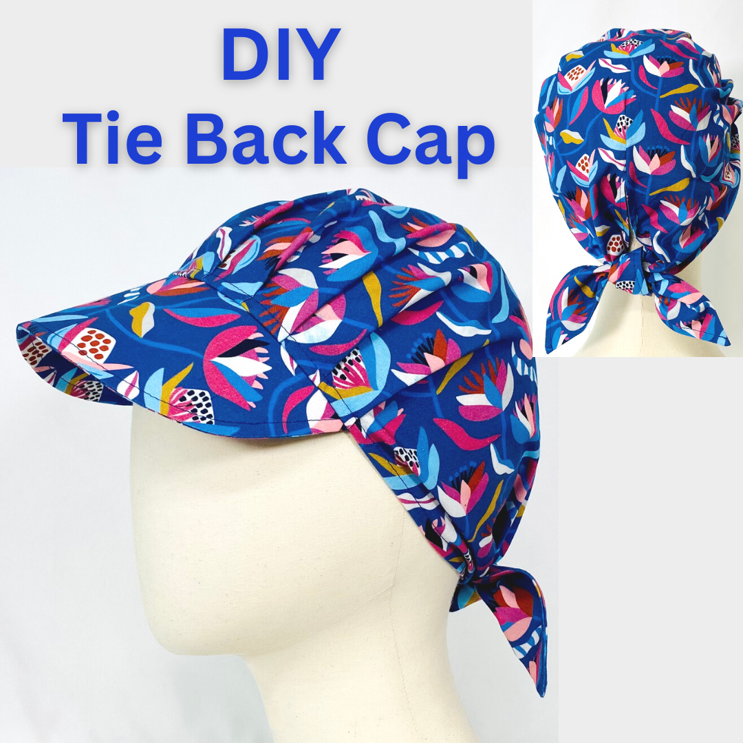 Tie Back Cap - Pleated Hat with Brim  -PDF  Pattern ONLY Download